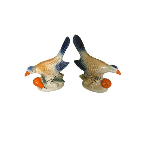 Vintage Lusterware Birds Avifauna with Fruit Made in Brazil Ceramic Figurines - Picture 14 of 16